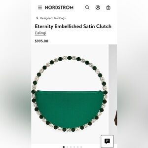 Green Eternity Embellished Satin Clutch